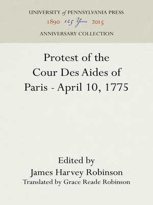 cover image of Protest of the Cour Des Aides of Paris—April 10, 1775